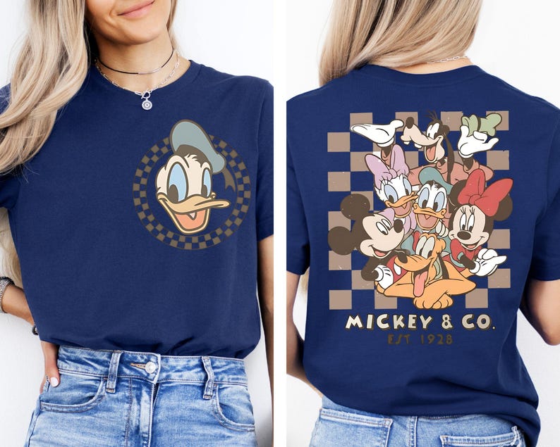 Retro Mickey Minnie Shirts, Retro Mickey and Friends Shirt, Retro Disney Trip Shirt, Checkered Mickey Shirt, Disney Family Vacation Shirt