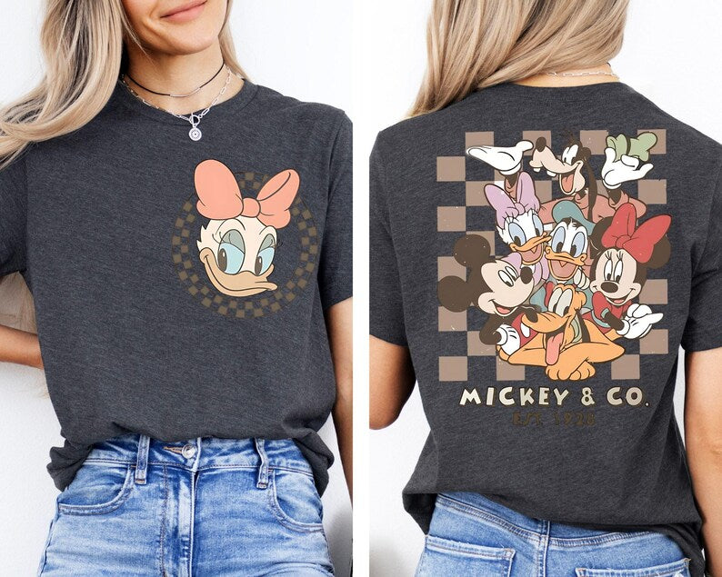 Retro Mickey Minnie Shirts, Retro Mickey and Friends Shirt, Retro Disney Trip Shirt, Checkered Mickey Shirt, Disney Family Vacation Shirt