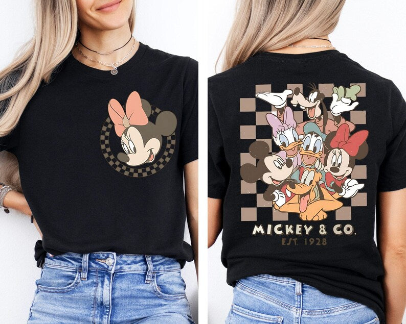 Retro Mickey Minnie Shirts, Retro Mickey and Friends Shirt, Retro Disney Trip Shirt, Checkered Mickey Shirt, Disney Family Vacation Shirt