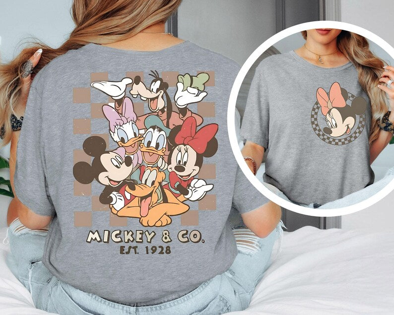 Retro Mickey Minnie Shirts, Retro Mickey and Friends Shirt, Retro Disney Trip Shirt, Checkered Mickey Shirt, Disney Family Vacation Shirt