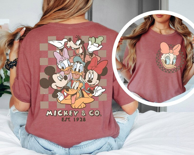 Retro Mickey Minnie Shirts, Retro Mickey and Friends Shirt, Retro Disney Trip Shirt, Checkered Mickey Shirt, Disney Family Vacation Shirt