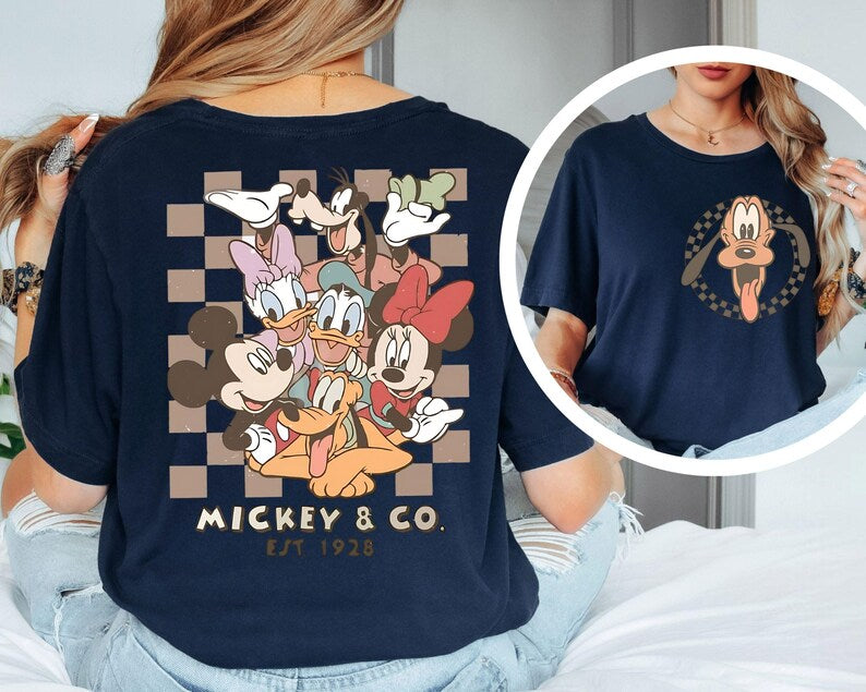 Retro Mickey Minnie Shirts, Retro Mickey and Friends Shirt, Retro Disney Trip Shirt, Checkered Mickey Shirt, Disney Family Vacation Shirt