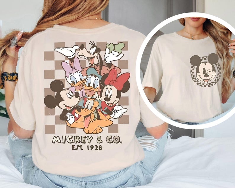 Retro Mickey Minnie Shirts, Retro Mickey and Friends Shirt, Retro Disney Trip Shirt, Checkered Mickey Shirt, Disney Family Vacation Shirt