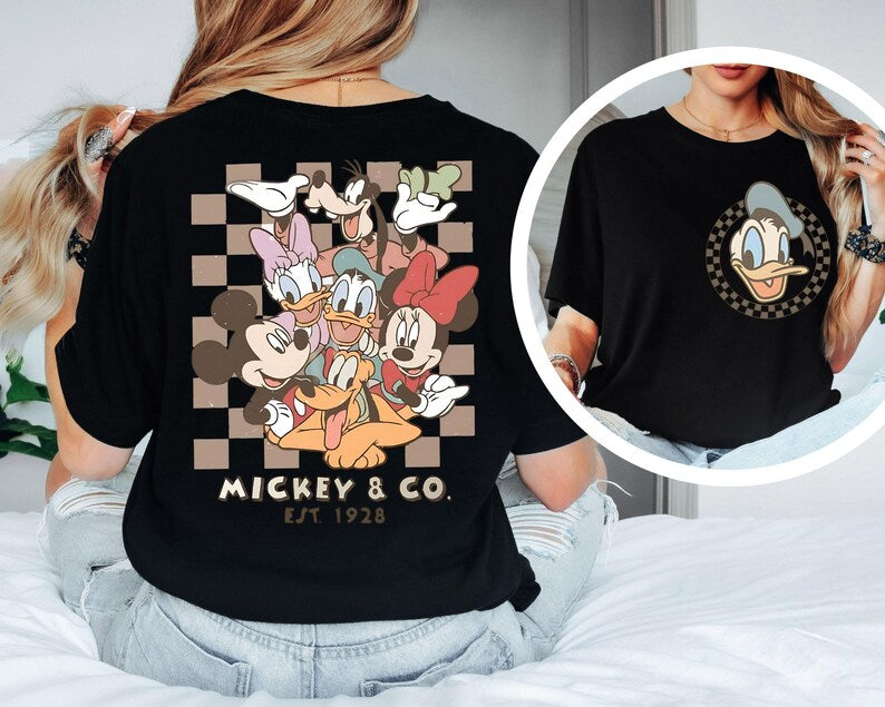 Retro Mickey Minnie Shirts, Retro Mickey and Friends Shirt, Retro Disney Trip Shirt, Checkered Mickey Shirt, Disney Family Vacation Shirt