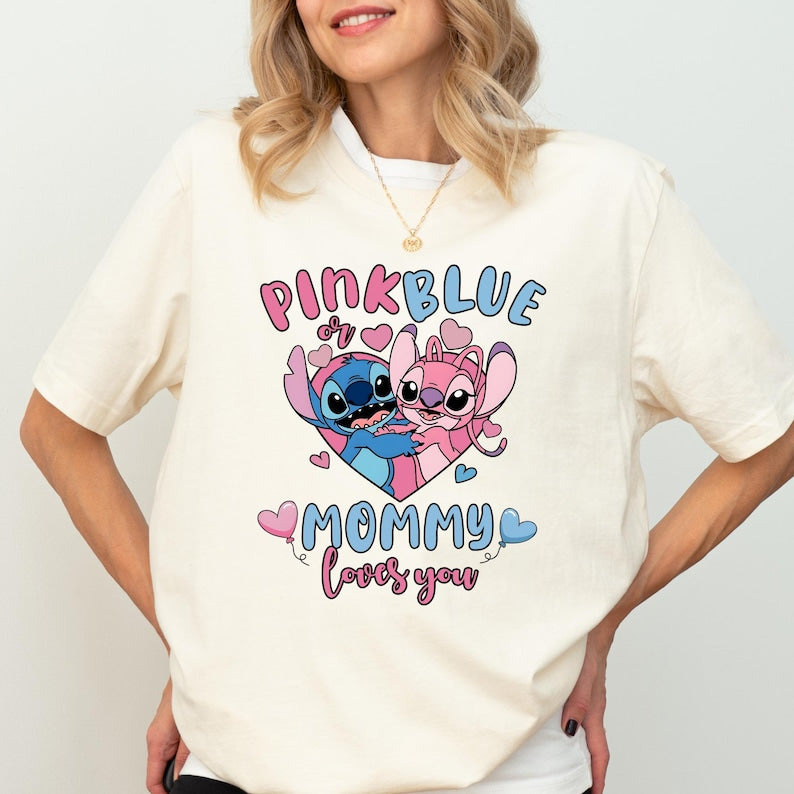 Stitch Gender Reveal Shirt | Pink or Blue Baby Announcement