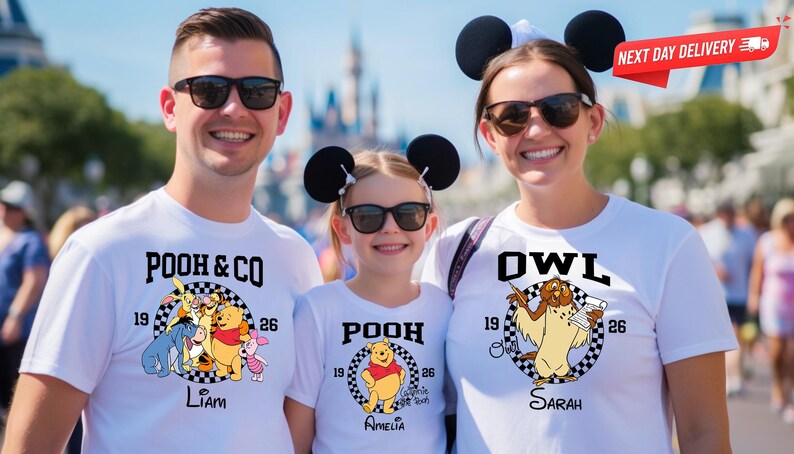 Custom Winnie the Pooh Character Shirt, Personalized Piglet Lumpy Tee, Retro Checkerboard Disney Family Trip Shirts