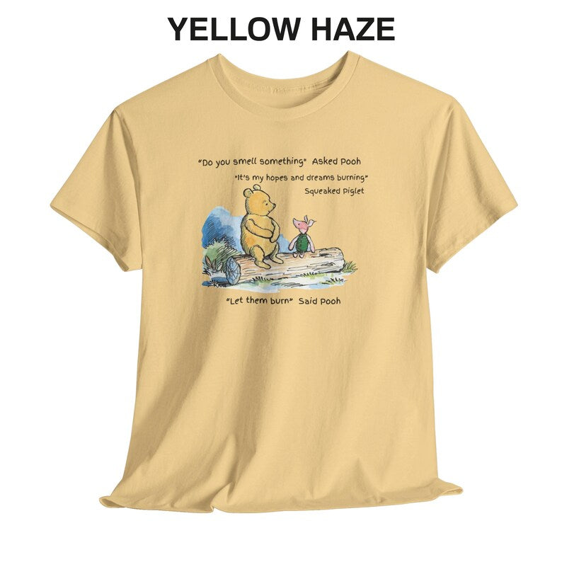 Pooh and Piglet Dark Humor Short Sleeve Cotton T-Shirt