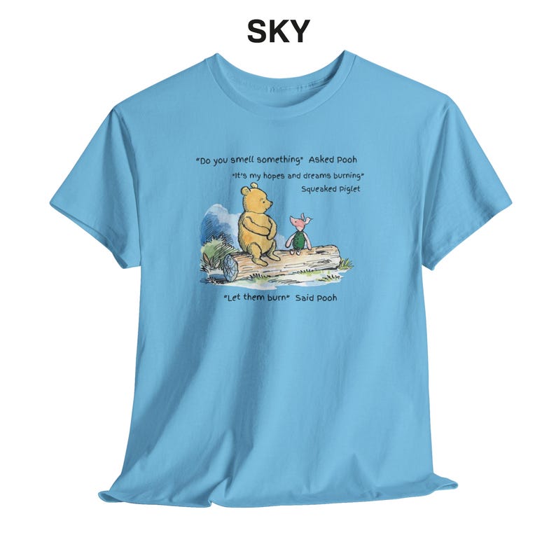 Pooh and Piglet Dark Humor Short Sleeve Cotton T-Shirt