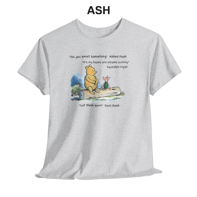 Pooh and Piglet Dark Humor Short Sleeve Cotton T-Shirt