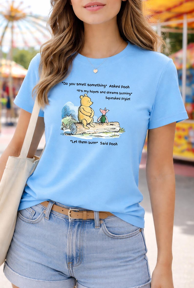 Pooh and Piglet Dark Humor Short Sleeve Cotton T-Shirt