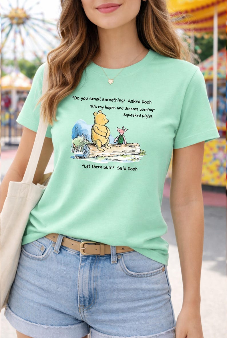 Pooh and Piglet Dark Humor Short Sleeve Cotton T-Shirt