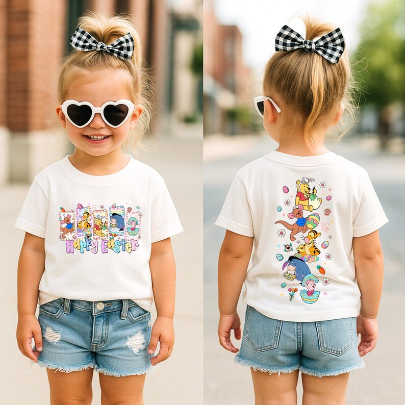 Happy Easter Winnie the Pooh Shirt, Retro Pooh and Friends Kids Tee, Tigger Piglet Eeyore Holiday Top, Magical Bunny Day