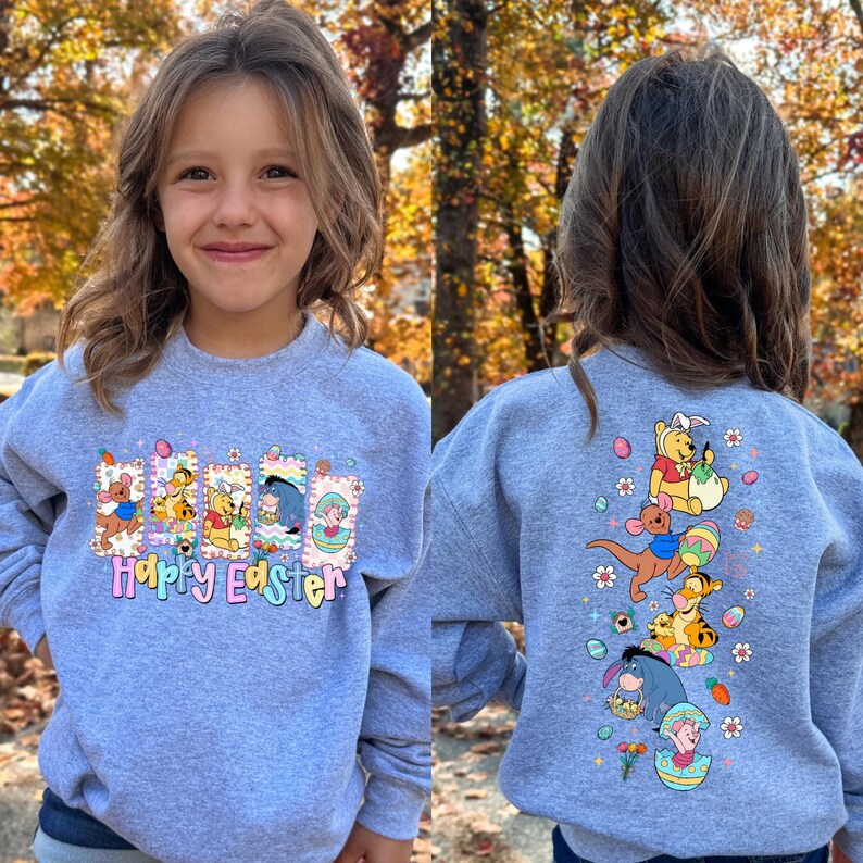 Happy Easter Winnie the Pooh Shirt, Retro Pooh and Friends Kids Tee, Tigger Piglet Eeyore Holiday Top, Magical Bunny Day