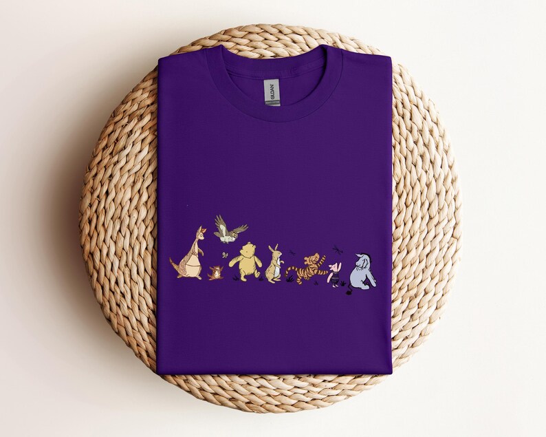 Winnie The Pooh Friends Shirt, Eeyore Pooh Piglet Tigger Cute Tee, Disney Character Sketch Style Tee,Soft Pastel Cartoon Tee