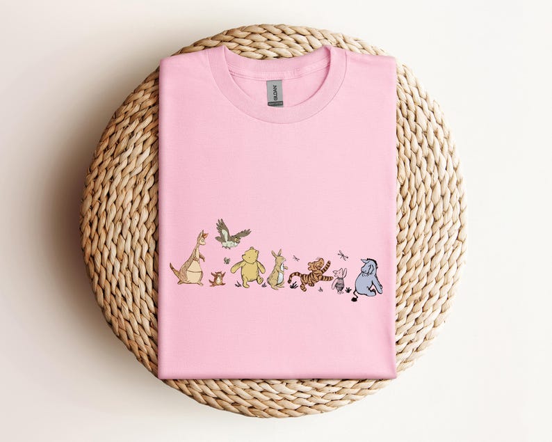 Winnie The Pooh Friends Shirt, Eeyore Pooh Piglet Tigger Cute Tee, Disney Character Sketch Style Tee,Soft Pastel Cartoon Tee