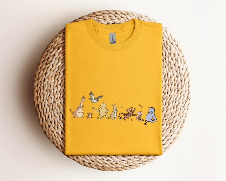Winnie The Pooh Friends Shirt, Eeyore Pooh Piglet Tigger Cute Tee, Disney Character Sketch Style Tee,Soft Pastel Cartoon Tee
