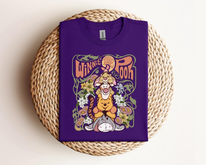 Retro Disney Winnie The Pooh Shirt, Funny Pooh And Friends Floral T-shirt, Disneyworld Family Tee, Disneyland Holiday Trip