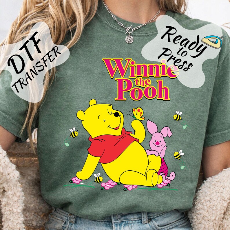 Disney Winnie the Pooh DTF Transfer, The pooh and Piglet Shirt Designs Ready Print, Disneyland Friends vacation Shirts shop, family day