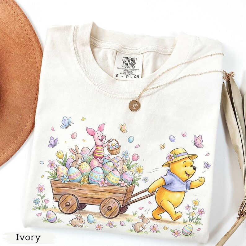 Winnie The Pooh Easter Shirt Comfort Colors, Pooh And Piglet Easter Shirt, Disney Easter Bunny Shirt, Spring Easter Vacation Tee