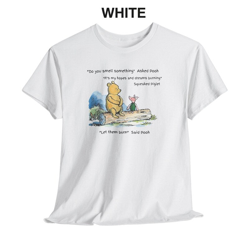 Pooh and Piglet Dark Humor Short Sleeve Cotton T-Shirt