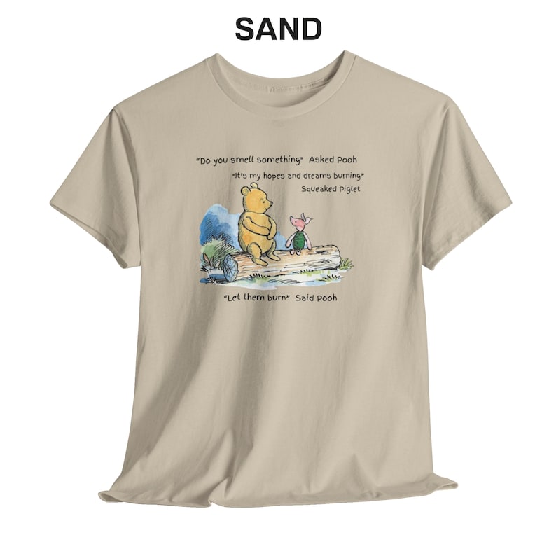 Pooh and Piglet Dark Humor Short Sleeve Cotton T-Shirt