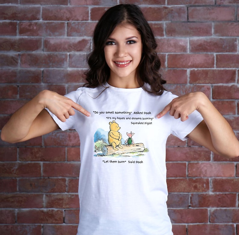 Pooh and Piglet Dark Humor Short Sleeve Cotton T-Shirt