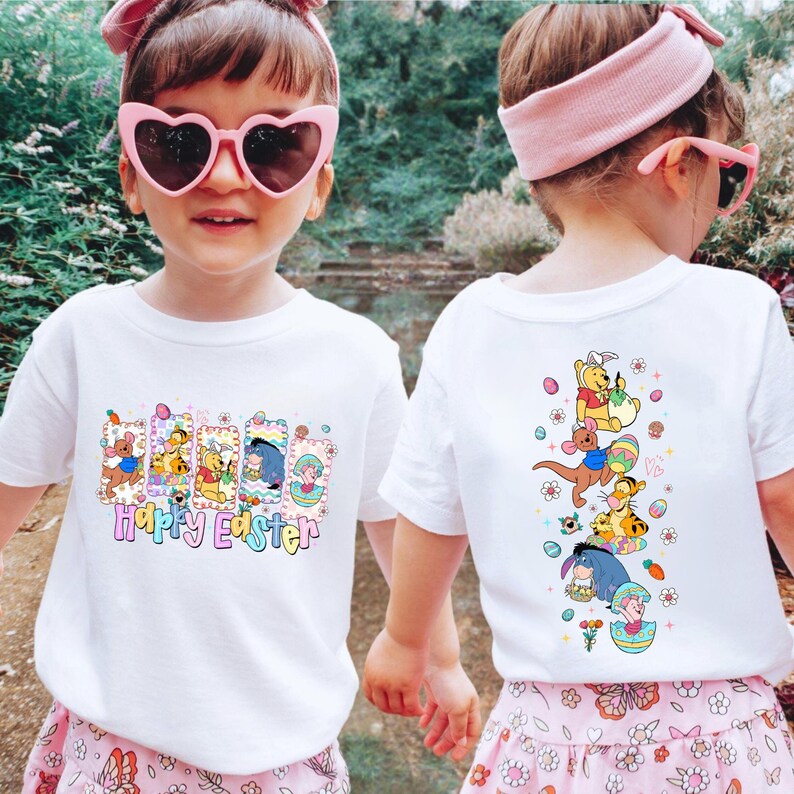 Happy Easter Winnie the Pooh Shirt, Retro Pooh and Friends Kids Tee, Tigger Piglet Eeyore Holiday Top, Magical Bunny Day