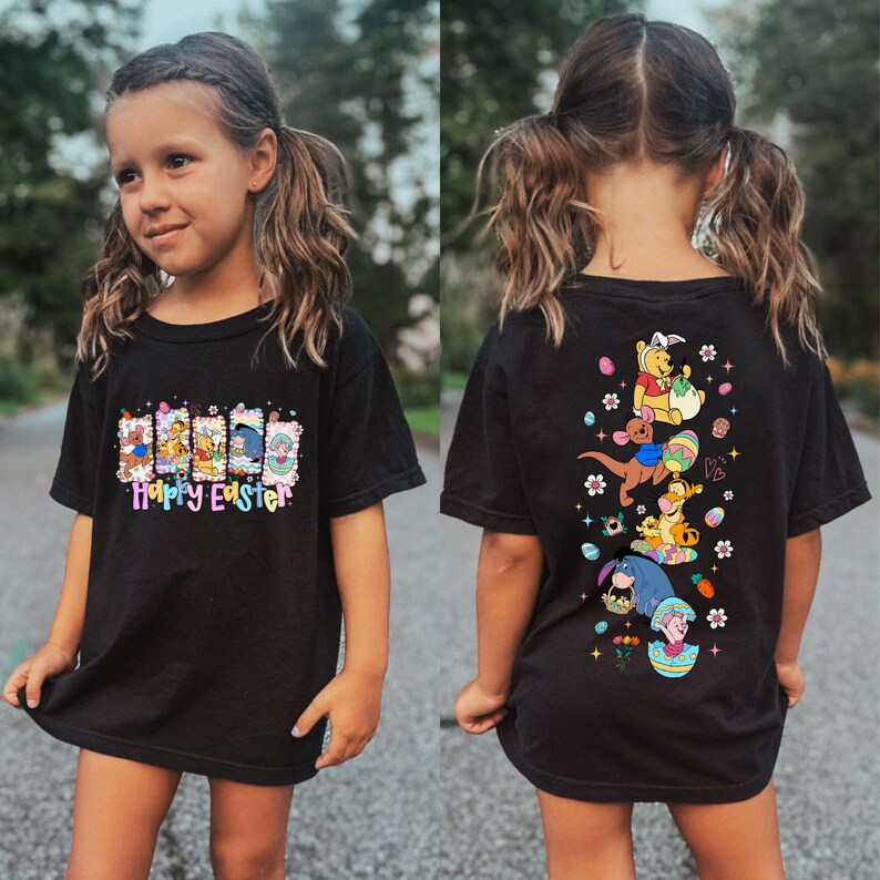 Happy Easter Winnie the Pooh Shirt, Retro Pooh and Friends Kids Tee, Tigger Piglet Eeyore Holiday Top, Magical Bunny Day
