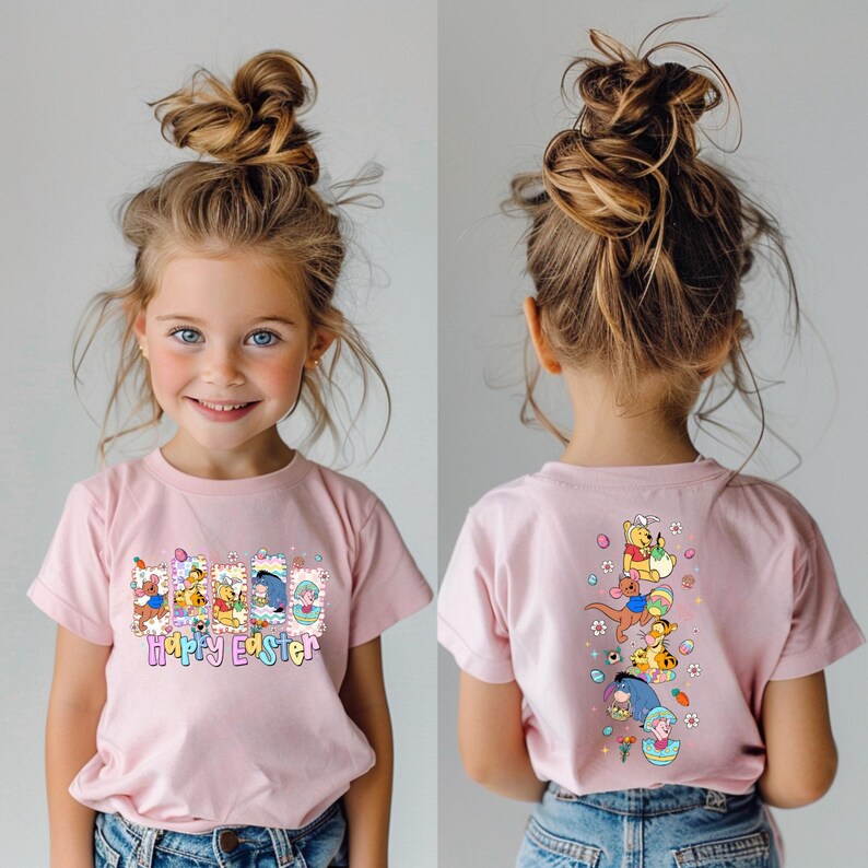 Happy Easter Winnie the Pooh Shirt, Retro Pooh and Friends Kids Tee, Tigger Piglet Eeyore Holiday Top, Magical Bunny Day