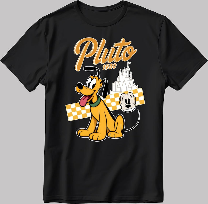Disney Mickey & Friends Pluto Short Sleeve White-Black Men / Women T Shirt YZ134
