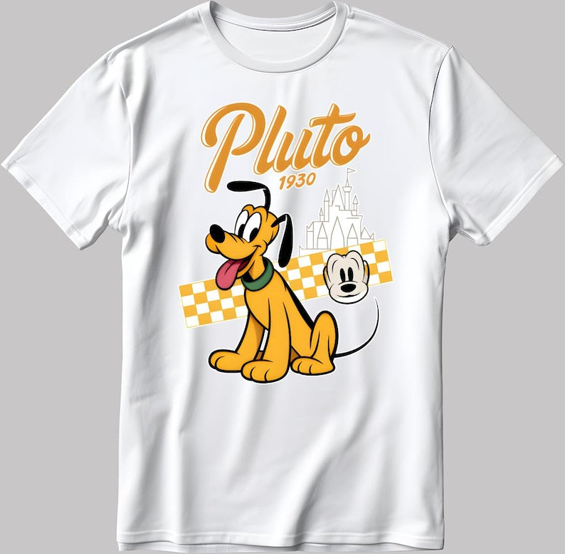 Disney Mickey & Friends Pluto Short Sleeve White-Black Men / Women T Shirt YZ134