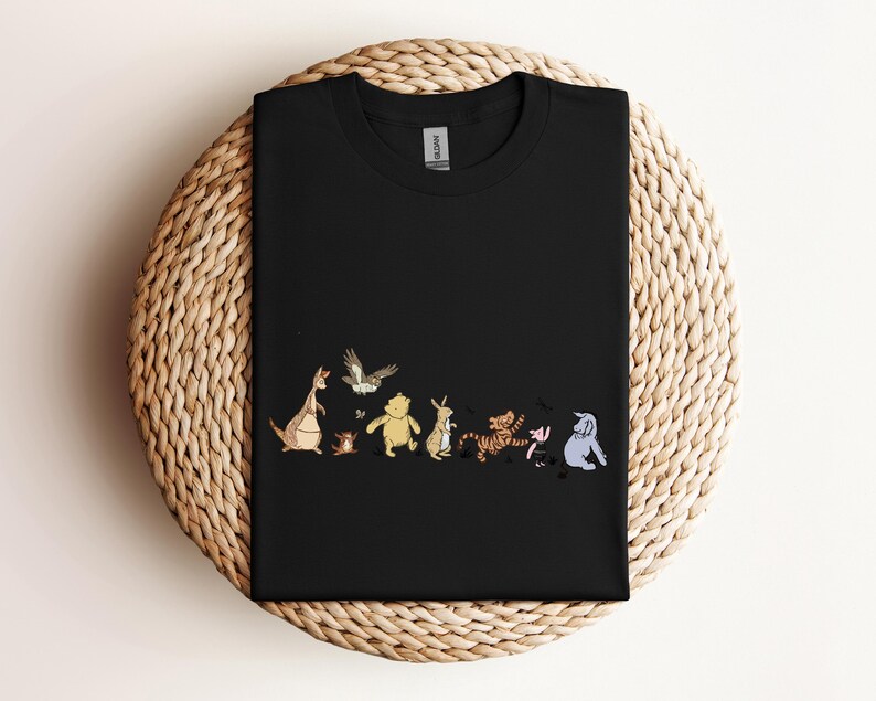 Winnie The Pooh Friends Shirt, Eeyore Pooh Piglet Tigger Cute Tee, Disney Character Sketch Style Tee,Soft Pastel Cartoon Tee