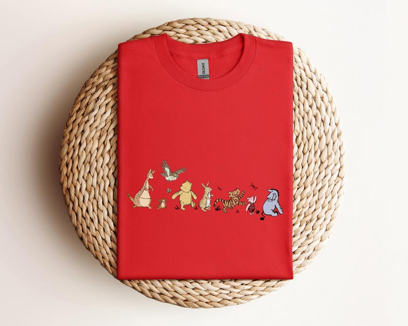 Winnie The Pooh Friends Shirt, Eeyore Pooh Piglet Tigger Cute Tee, Disney Character Sketch Style Tee,Soft Pastel Cartoon Tee