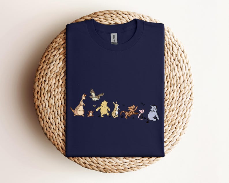Winnie The Pooh Friends Shirt, Eeyore Pooh Piglet Tigger Cute Tee, Disney Character Sketch Style Tee,Soft Pastel Cartoon Tee