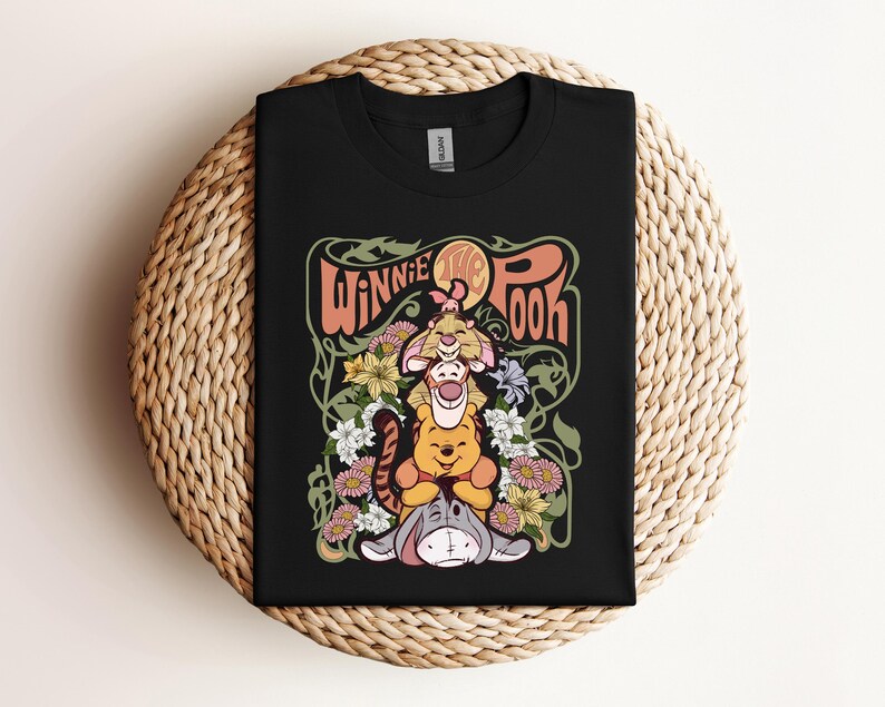 Retro Disney Winnie The Pooh Shirt, Funny Pooh And Friends Floral T-shirt, Disneyworld Family Tee, Disneyland Holiday Trip