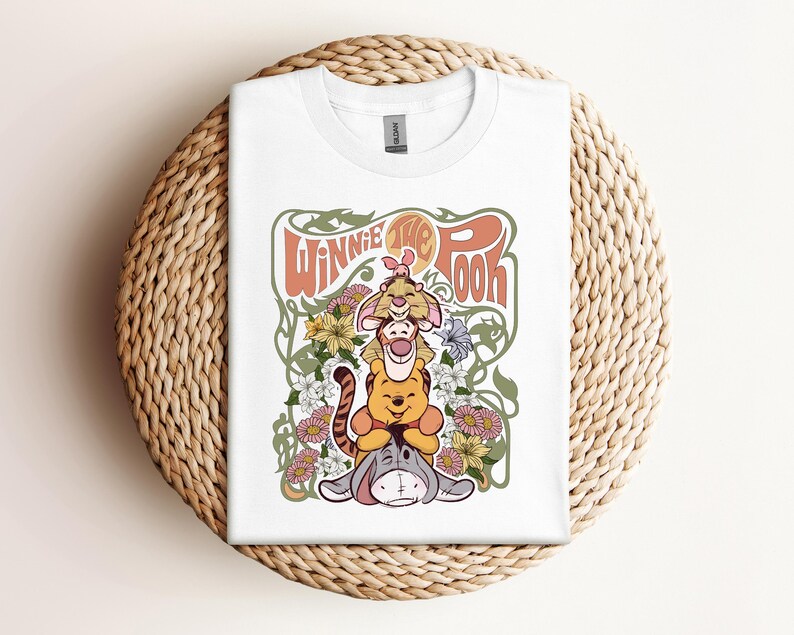 Retro Disney Winnie The Pooh Shirt, Funny Pooh And Friends Floral T-shirt, Disneyworld Family Tee, Disneyland Holiday Trip