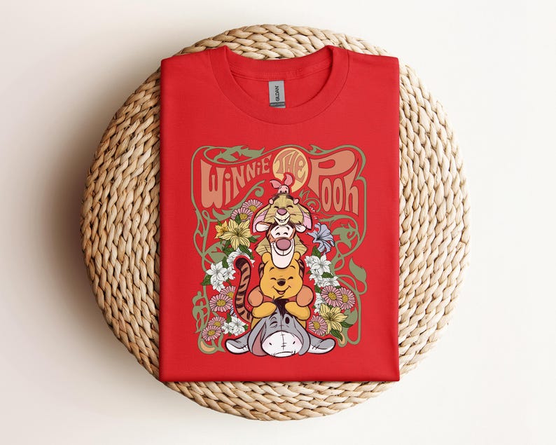 Retro Disney Winnie The Pooh Shirt, Funny Pooh And Friends Floral T-shirt, Disneyworld Family Tee, Disneyland Holiday Trip