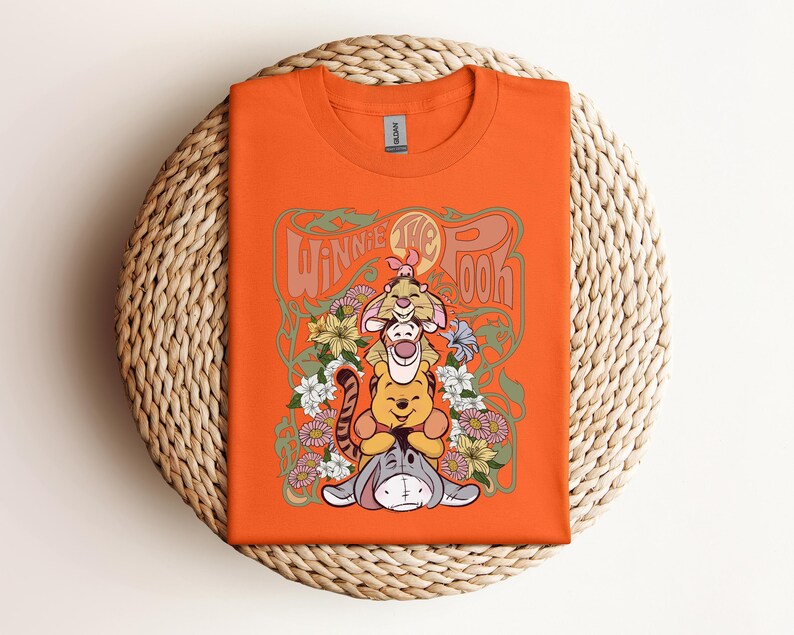Retro Disney Winnie The Pooh Shirt, Funny Pooh And Friends Floral T-shirt, Disneyworld Family Tee, Disneyland Holiday Trip