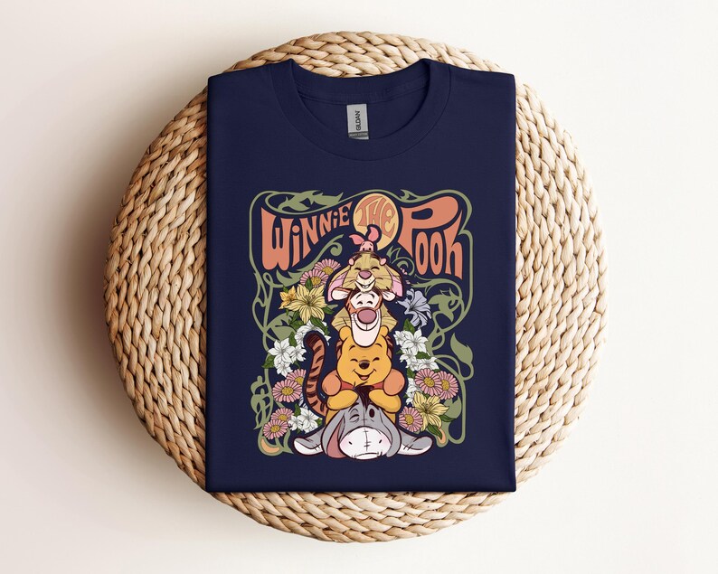 Retro Disney Winnie The Pooh Shirt, Funny Pooh And Friends Floral T-shirt, Disneyworld Family Tee, Disneyland Holiday Trip