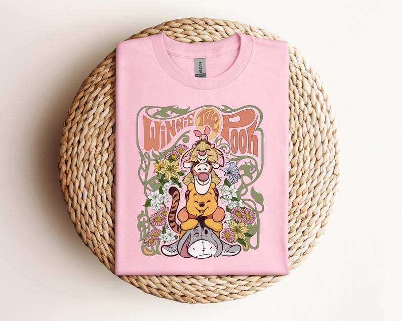 Retro Disney Winnie The Pooh Shirt, Funny Pooh And Friends Floral T-shirt, Disneyworld Family Tee, Disneyland Holiday Trip