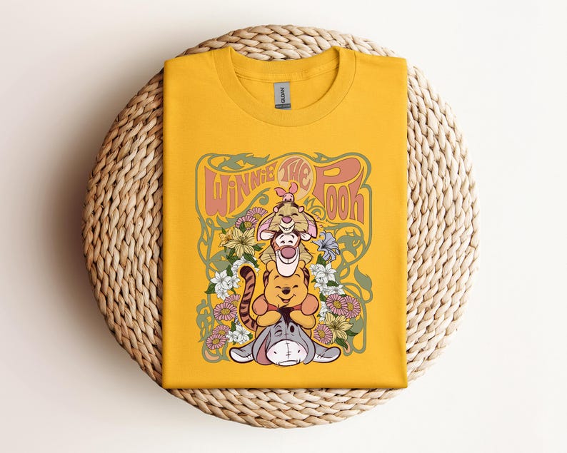Retro Disney Winnie The Pooh Shirt, Funny Pooh And Friends Floral T-shirt, Disneyworld Family Tee, Disneyland Holiday Trip