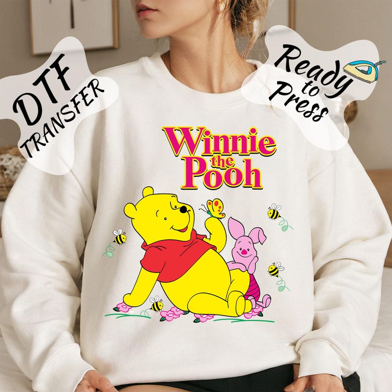 Disney Winnie the Pooh DTF Transfer, The pooh and Piglet Shirt Designs Ready Print, Disneyland Friends vacation Shirts shop, family day