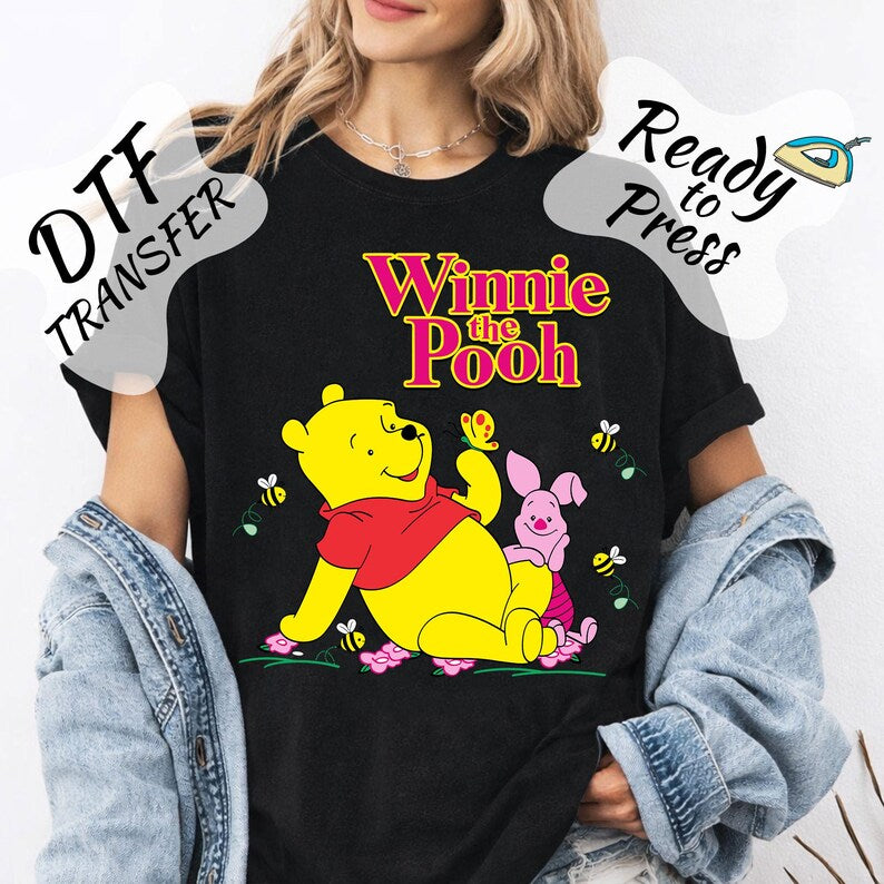 Disney Winnie the Pooh DTF Transfer, The pooh and Piglet Shirt Designs Ready Print, Disneyland Friends vacation Shirts shop, family day