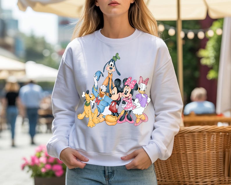 Disney Friends Sweatshirt, Mickey Minnie Goofy Pluto Daisy Crewneck, Cartoon Character Sweatshirt, Cute Disney Shirt, Gift for Women
