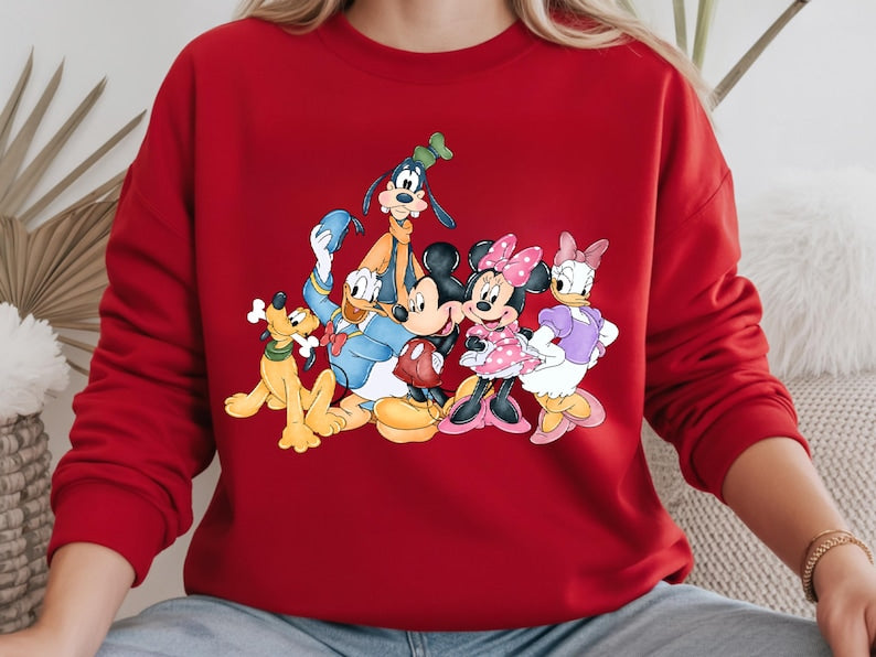 Disney Friends Sweatshirt, Mickey Minnie Goofy Pluto Daisy Crewneck, Cartoon Character Sweatshirt, Cute Disney Shirt, Gift for Women