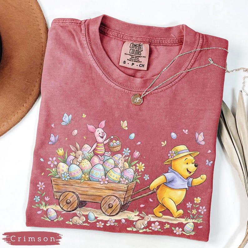 Winnie The Pooh Easter Shirt Comfort Colors, Pooh And Piglet Easter Shirt, Disney Easter Bunny Shirt, Spring Easter Vacation Tee
