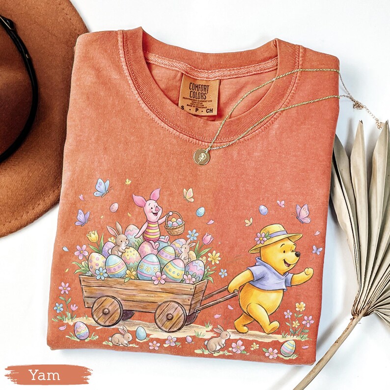 Winnie The Pooh Easter Shirt Comfort Colors, Pooh And Piglet Easter Shirt, Disney Easter Bunny Shirt, Spring Easter Vacation Tee