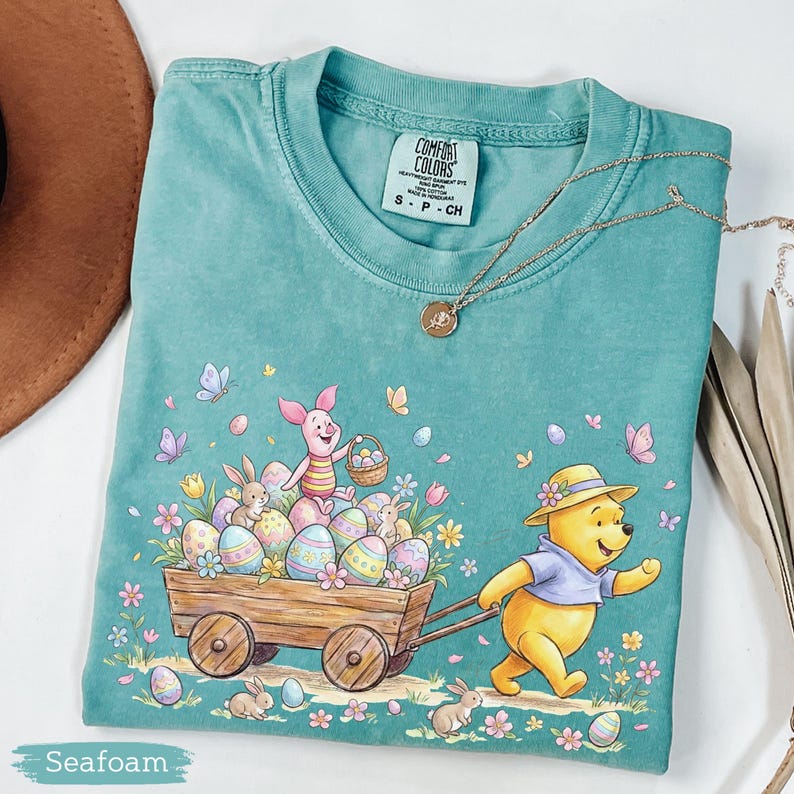 Winnie The Pooh Easter Shirt Comfort Colors, Pooh And Piglet Easter Shirt, Disney Easter Bunny Shirt, Spring Easter Vacation Tee