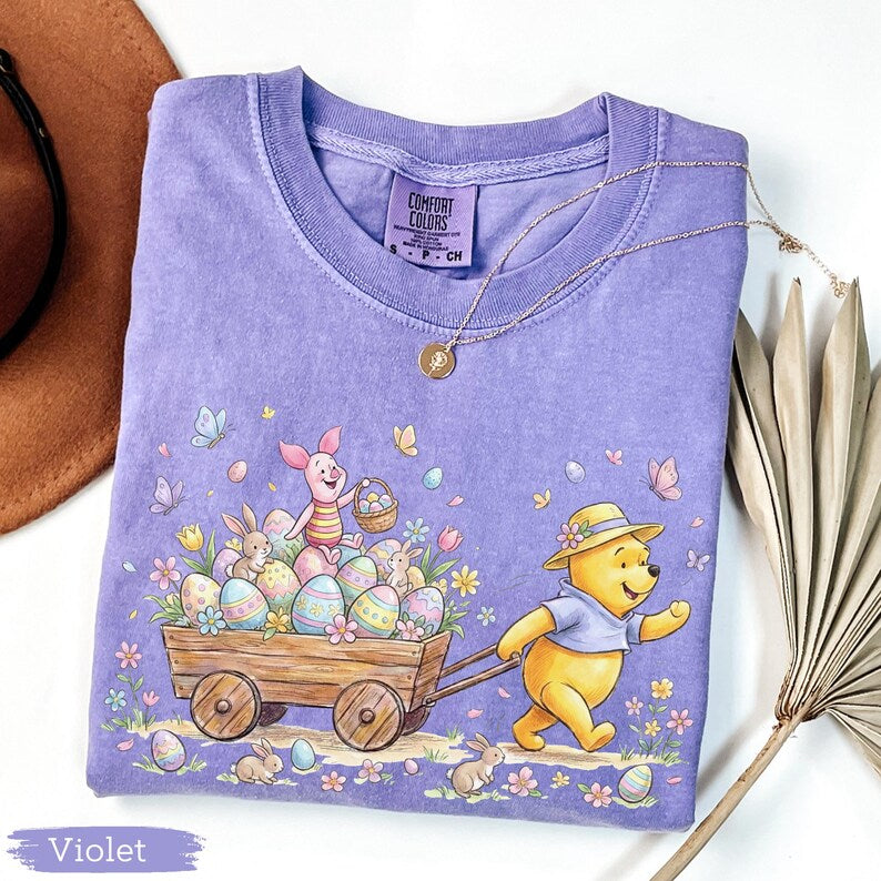 Winnie The Pooh Easter Shirt Comfort Colors, Pooh And Piglet Easter Shirt, Disney Easter Bunny Shirt, Spring Easter Vacation Tee
