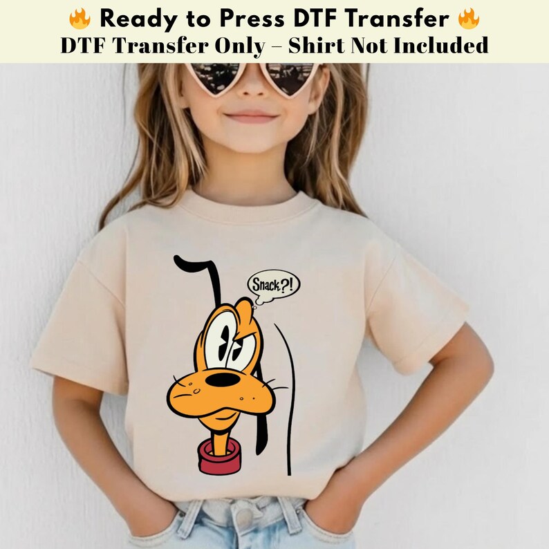 Pluto Snack Funny DTF Transfer, Pluto Cartoon Heat Transfer, Disneyworld Shirt, Disney Characters DTF, Heat Press Transfers,Disney Trip 2026